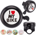 CREATCABIN I Love My Bike Bicycle Bell Aluminum Alloy Bike Bells Ring Round Pink Loud Sound Cycling Handlebars Bells with 4Pcs Resin Stickers