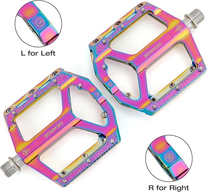 Road/Mountain Bike Pedals -Non-Slip Bicycle Flat Pedals Aluminum 9/16" - 3 Sealed Bearing Lightweight Platform Pedals for Road Mountain BMX MTB Bike