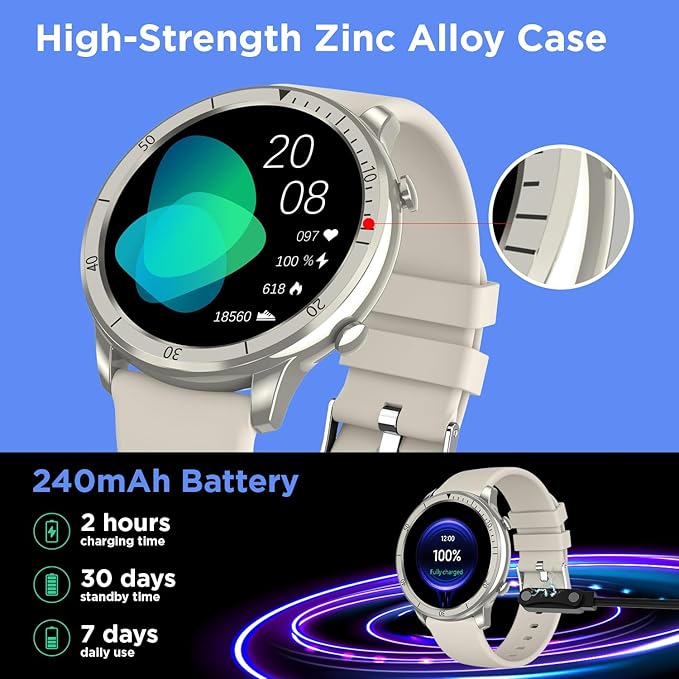 BENIO Smart Watch, Health Fitness Tracker Watch for Men Women IP68 Waterproof, Multi-Sport Mode Activity Tracker, Heart Rate/SpO2/Sleep/Stress Pedometer Step Calorie Counter for Android & iPhone