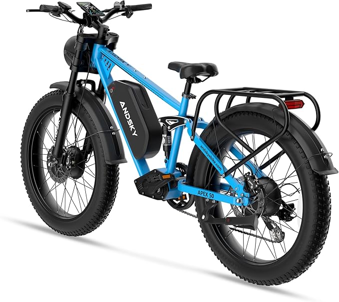 Apex 50 Electric Bike Dual Motor for Adults (CA Immediate-De'livery) 52V 25AH/48V 25AH, 26" Fat Tires Full Suspension 35MPH/100Mile, Hydraulic Brake