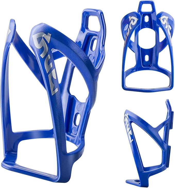 Bike Water Bottle Cage, Universal Drink Holder, Durable Ultralight Plastic Bottle Holder for Cycling, 2 Pack - Blue