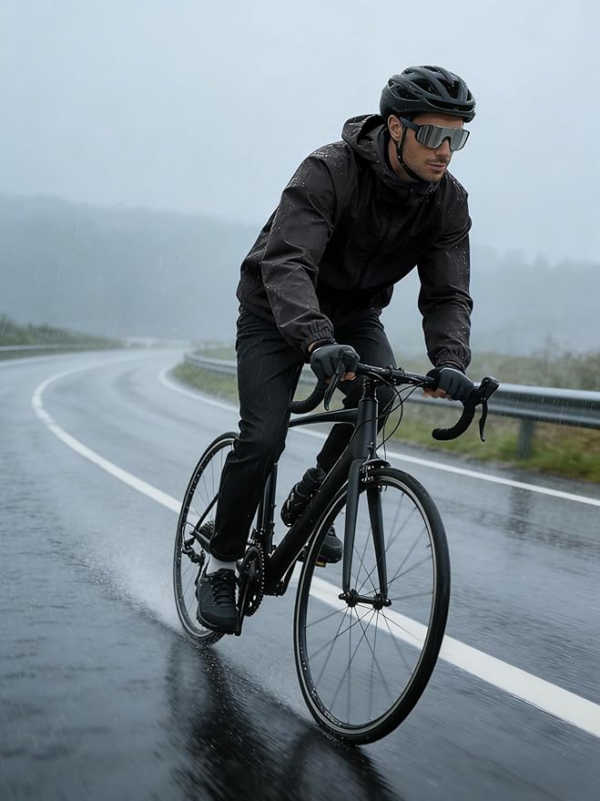 Men's Rain Jacket Windbreaker Waterproof Jacket Raincoat Cycling Running Hiking Gear Hood Lightweight Packable