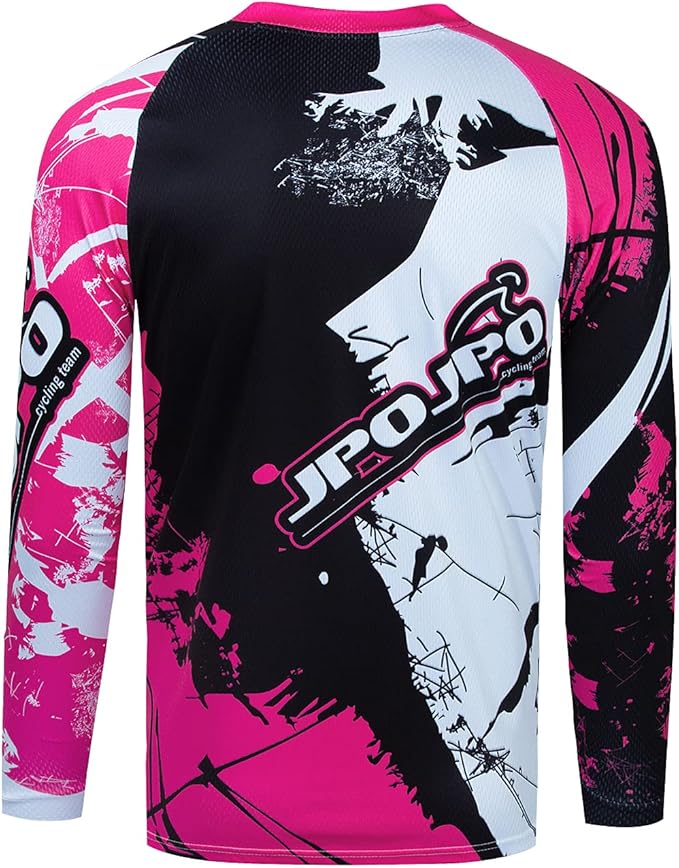JPOJPO Men's Mountain Bike Jersey Long Sleeve MTB Off-Road Racing Downhill Motocross Shirts Quick Dry&Moisture-Wicking Tops
