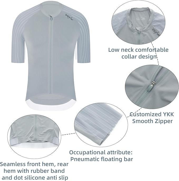 YKYWBIKE Cycling Jersey Men Aero Race Fit, Road Bike Jersey Short Sleeved Moisture Wicking, Breathable,Zip Pocket,UPF50＋