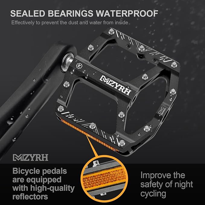 MZYRH Mountain Bike Pedals MTB Pedals,9/16" Non-Slip Lightweight Aluminum Alloy Bicycle Pedals for Road Mountain BMX MTB