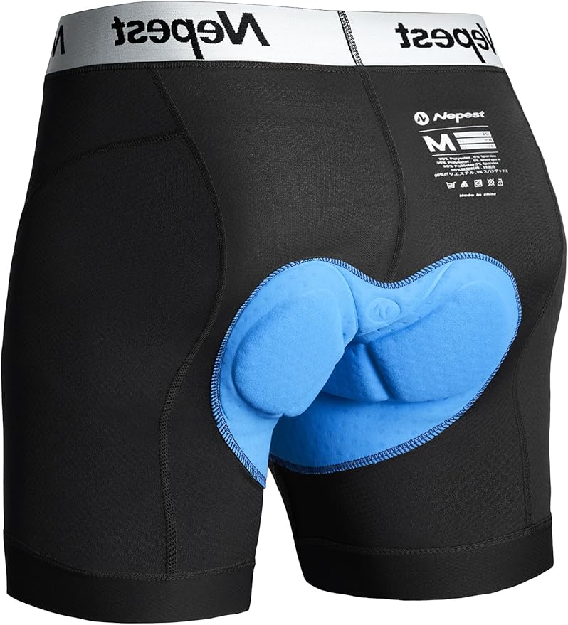 Nepest Mens Cycling Underwear 4D Padded Bike Shorts MTB Liner Mountain Bicycle Tights for Riding