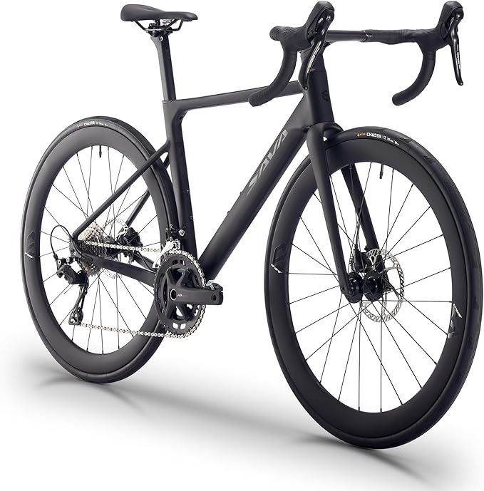 SAVADECK Road Bike with Carbon Front Fork and Wheelset, Aluminum Alloy Frame with Shimano 105 R7100 Groupset, Full Internal Cable Routing, Oil Disc Brake Adult Racing with 24S
