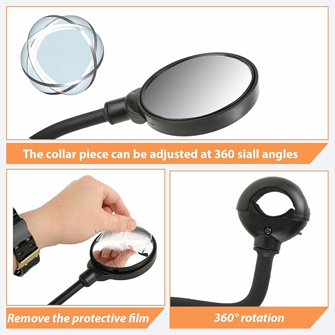 Bike Handlebar Mirror Adjustable Rear View – Bicycle Rearview Mirror with Tool Free Clamp for 22–32mm Handlebars, Wide Angle Cycling Mirror for E Bike Scooter