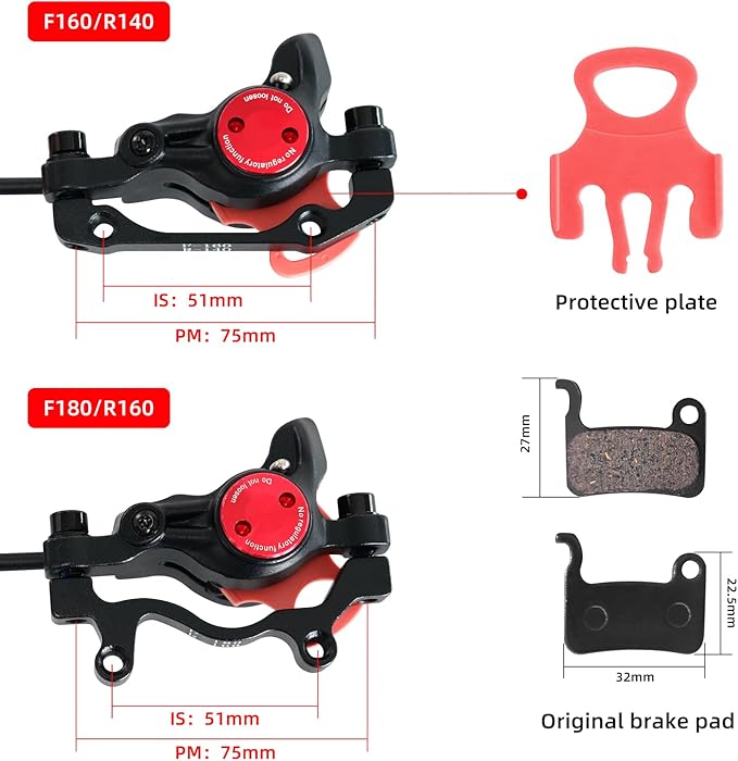 Z00M MTB Hydraulic Disc Brakes Set Mountain Bike Left Front 800mm Right Rear 1450mm Hydraulic Brake Aluminum Alloy Bicycle Disc Brake for E-Bike Fat Bike Road Bike 2 Piston