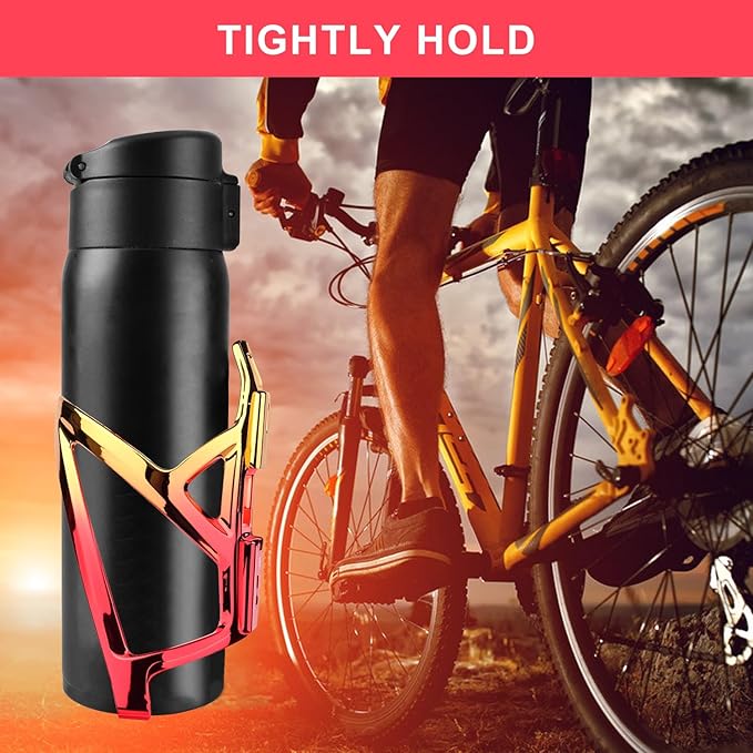 Bike Water Bottle Holder with Screws Lightweight Cycling Bicycle Water Bottle Holder for Road, Mountain Bike (Dazzle Yellow Red)