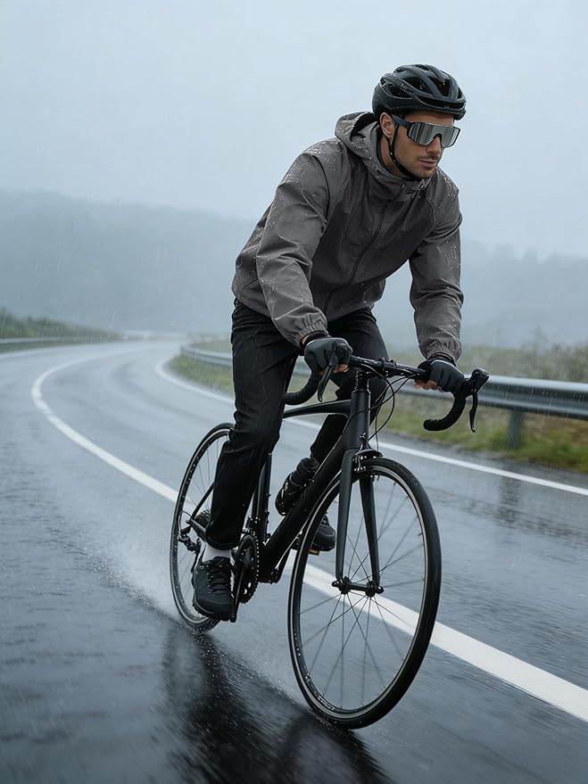Men's Rain Jacket Windbreaker Waterproof Jacket Raincoat Cycling Running Hiking Gear Hood Lightweight Packable