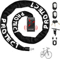 4Ft Bike Chain Lock with Alarm - 8mm Security Heavy Duty Bike Chain Lock with Keys,110dB Anti-Theft Alarm with Remote Control,Rechargeable Waterproof Bike Lock for Bicycle,Scooter,Motorcycle