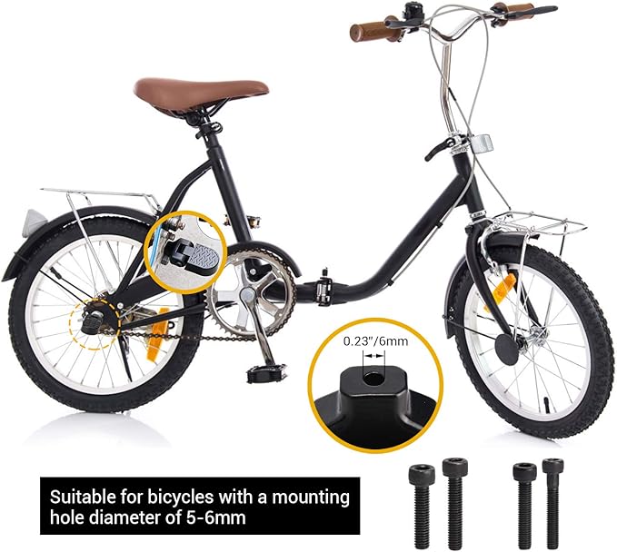 TOBWOLF 1 Pair Mini Bike Rear Pedals, 3.1x1.6 in / 8x4cm Aluminium Alloy Folding Bike Pegs, Non-Slip Bicycle Footrests, Foot Plates Pedals for Folding Mountain Bike, Foldable Bicycle