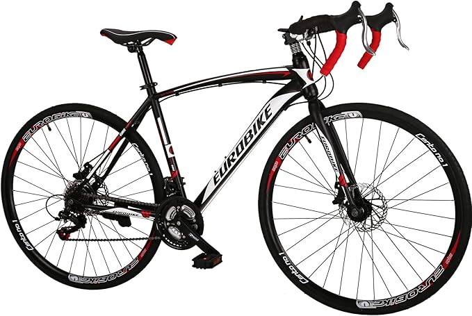 EUROBIKE Road Bike,49 /54cm Frame Road Bicycle for Men and Women,21 Speed Adult Bike,Disc Brake 700C Bike,Blackwhite
