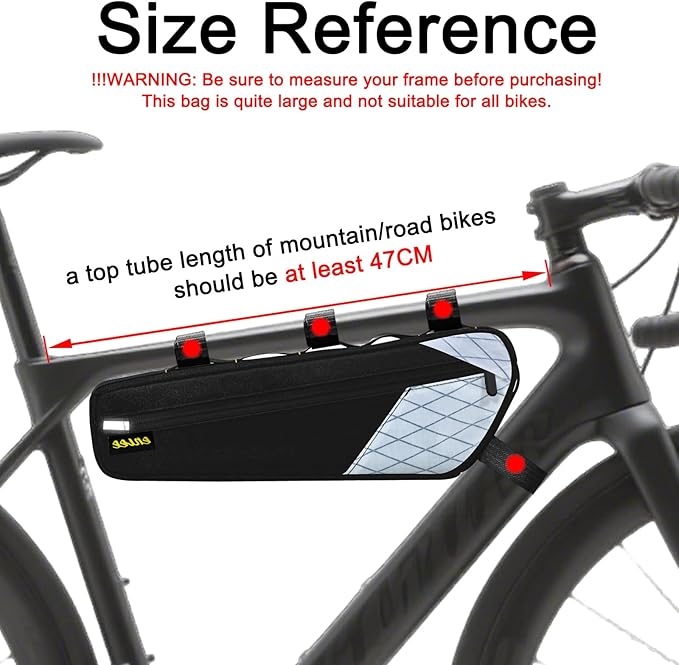 ENLEE Bicycle Frame Bag, 2.5L Large Mountain Bike Frame Bag, Waterproof & Shockproof Triangle Bike Bag Perfect Storage Phone/Tool For Road Gravel Bikes, Easy Installation With Straps, White