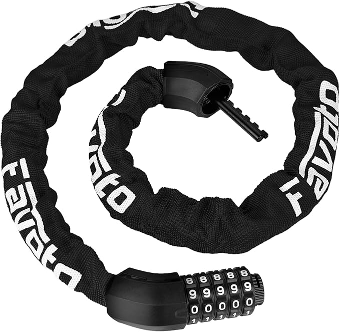 Favoto Bike Chain Lock, 5 Digit Combination Anti-Theft Bicycle Lock, 3.3 feet Long, Ideal for Outdoor Motorcycle E-bike Bikes Gate Fence Ladder Lawn Mower