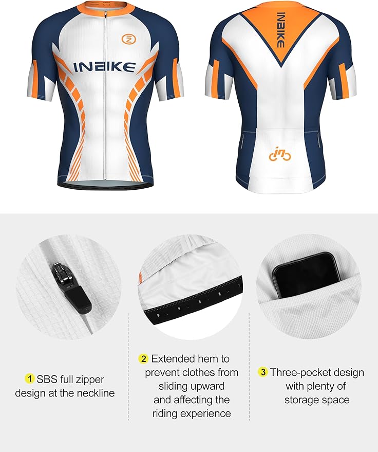 INBIKE Cycling Jersey Men Set Bib Shorts Set Breathable Bike Shirts Quick-Dry Bib Bicycle Jersey Biking Clothing Set