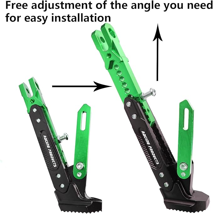 Universal Motorcycle Kickstand Adjustable Foot Side Support Parking Kickstand for Electric Motorbike Parking Foot Side Support Stand (Green)