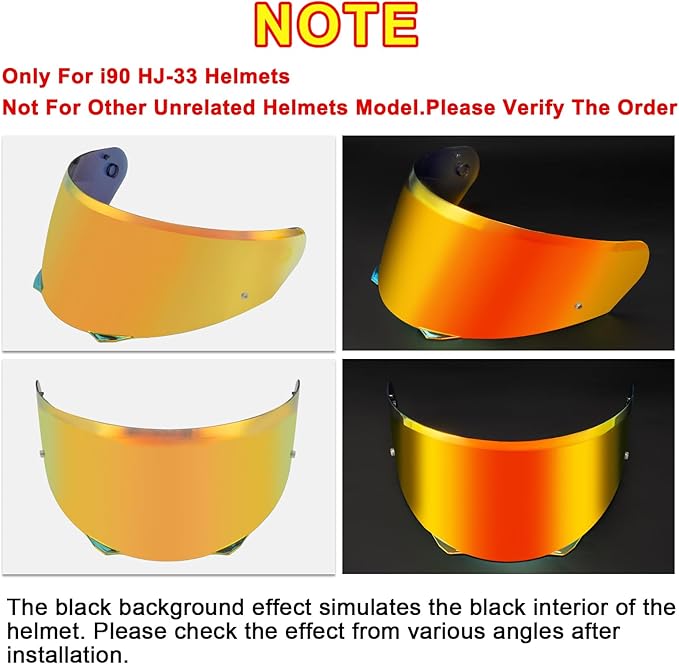 PSLER i90 Visor - HJ-33 Helmet Tinted Visor i90 Face Shield Motorcycle Helmet Visor for i90 HJ-33,Deep Gold Red