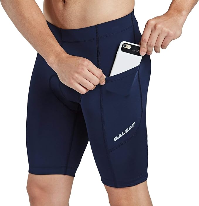 baleaf Men's Padded Bike Shorts Cycling Road Biking Riding Bicycle Cycle Wear Pockets UPF 50+ MTB Accessories Tights