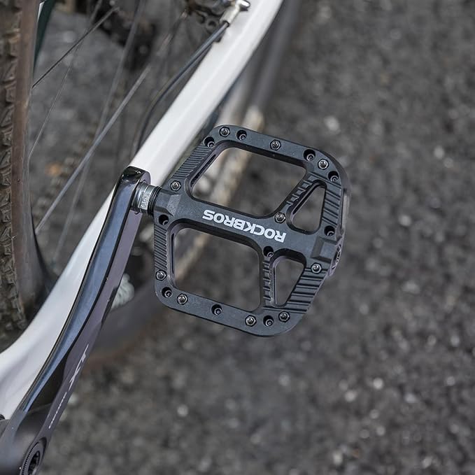 Rock BROS Mountain Bike Pedals Nylon Composite Bearing 9/16" MTB Bicycle Pedals with Wide Flat Platform