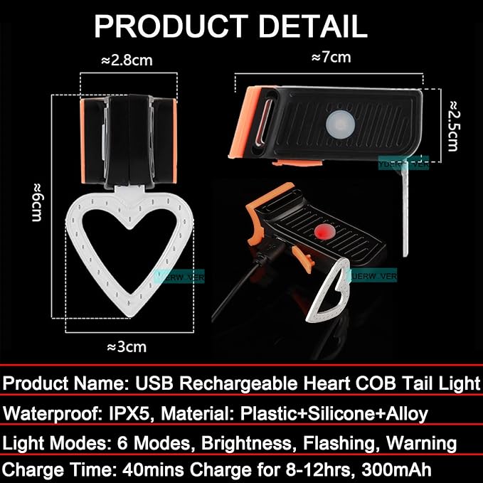 Bike Tail Light LED Rechargeable Rear Bicycle Light for Night Riding Cycling Bright Back Mountain Bike Ebike Accessories Waterproof Safety Warning Light for Adult Kids