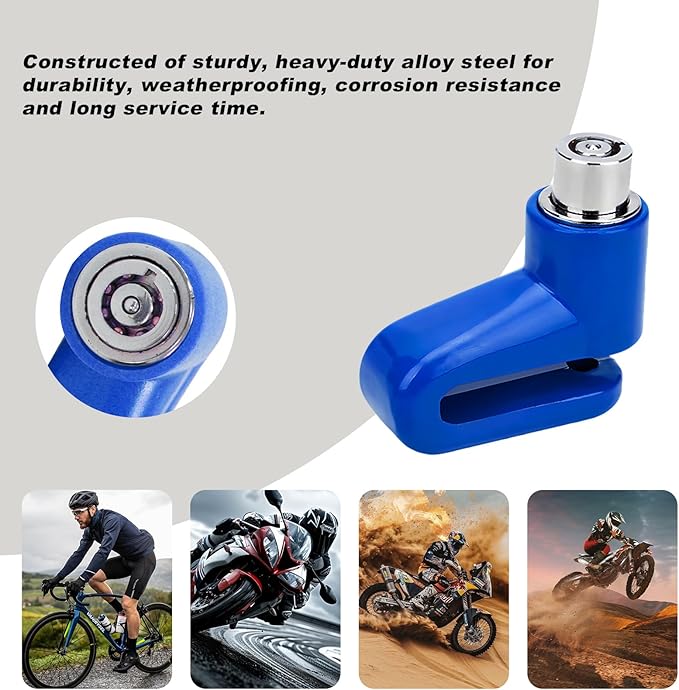 2 PCS Motorcycle Disc Brake Lock, Anti-Theft Security Wheel Disc Brake Lock with Keys, Universal Safety Disc Lock for Bikes Scooters Motorcycles, Motorcycle Accessories (Blue)