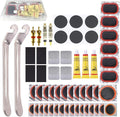 Bicycle Inner Tube Repair Kit - Vulcanizing & Glueless Patches with Tire Levers, Universal for Motorcycle BMX MTB Road Mountain Cycling