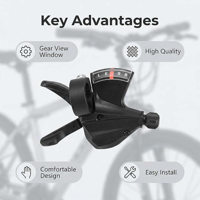 Right 8 Speed Thumb Gear Lever with Optical Display, Handlebar Index Shifting Control for Mountain City Commuter Bicycle