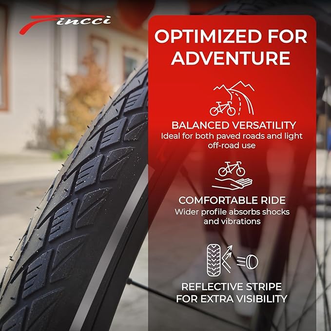 Fincci Pair 700x35c Tire Foldable 37-622 with 1mm Antipuncture Protection for Cycle Road Mountain MTB Hybrid Touring Electric Bike Bicycle with 700 x 35c Tires - Pack of 2