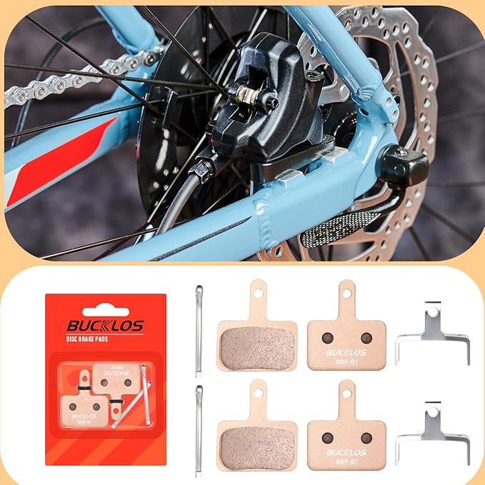 BUCKLOS Bike Disc Brake Pads for TRP Tektro Shimano MT200 Deore Br-M575 M525 M515 T615 T675 M505 M495 M486 M485 Ridstar Q20,Bicycle Disk Brakes Pads for Mountain Bike/Electric Bike/Road/Scooter/Ebike