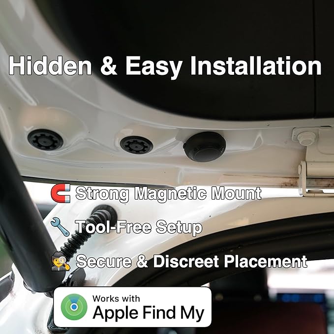 Mini GPS Tracker for Vehicles – Works with Apple Find My, No Monthly Fee, Hidden Magnetic Car Tracker Device for Vehicle Location Tracking (iOS Only)