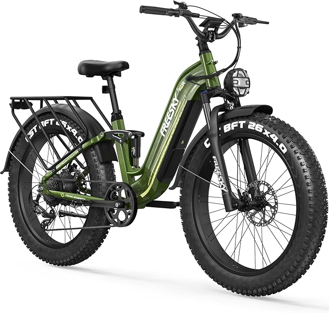 FREESKY Wildcat Ultra 3000W Electric Bike for Adults 105mile Long Range Step-Thru Ebike Motor 37MPH Dirt E Bike 25Ah Samsung Battery 26'' Fat Tire Electric Bicycle Full Suspension for Commute