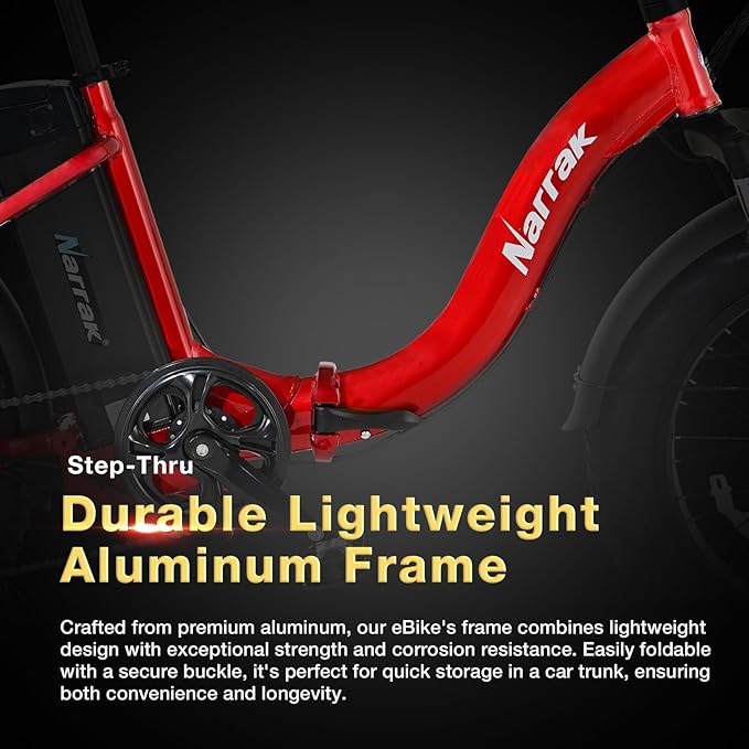 Fat Tire Folding Electric Bike, 48V & 624Wh Lithium Removable Battery, Peak 1100W Brushless Motor, Max Speed 20Mph, M5 Large LCD Display, Suspension, Step-Over/Thru Frame