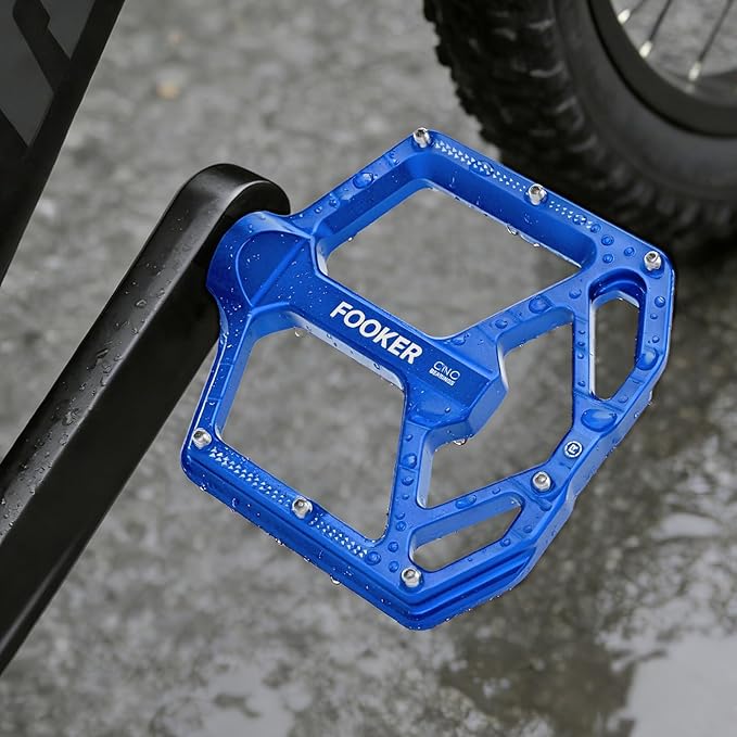 FOOKER Mountain Bike Pedals,Non-Slip Bicycle Flat Pedals Aluminum 9/16",MTB Pedals Wide Platform Pedals for Mountain Bike, BMX, Road Bike Pedals