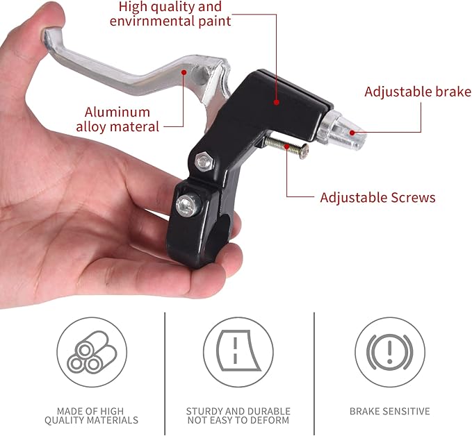Complete Bike Brakes Set, Universal Bike Front and Rear MTB Brake, Inner and Outer Callipers Cables Lever Kit with Multi-Tool Wrenches Silver
