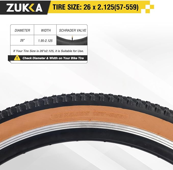 ZUKKA Bike Tire 20/24/26/27.5/29 x 2.125 Bike Tire 2 Pack Mountain Bike Tire Folding Replacement Tire for MTB Mountain Bike, Kids