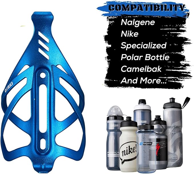 Corki Cycles Bike Water Bottle Holder Aluminum Alloy, Universal Bike Water Bottle Cage for Road, Mountain and Gravel Bikes - 1Pack - Blue