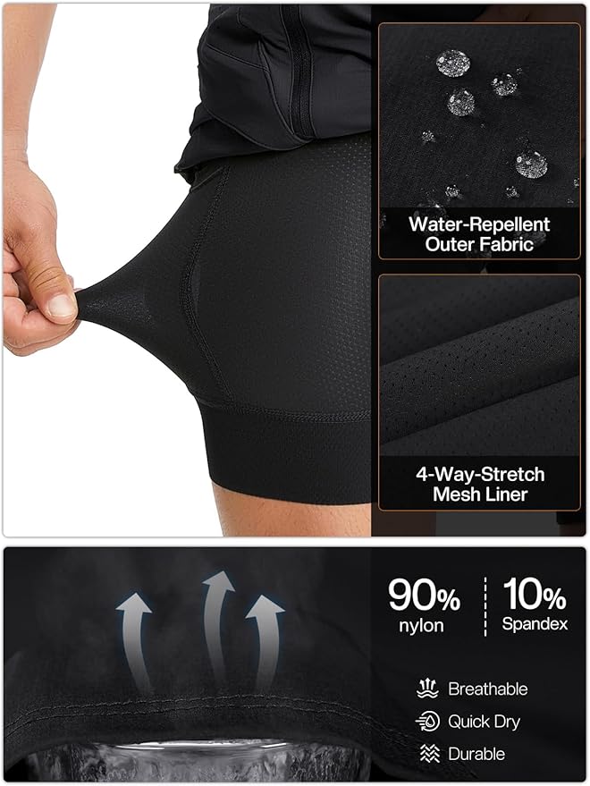 ARSUXEO Mens Mountain Bike Shorts Loose Fit Padded Bike Shorts Cycling Shorts Water-Resistant