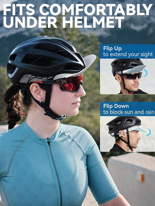 Hikenture Cycling Cap,Cooling Skull Cap Bike Hat with Sun Visor, Summer Breathable Helmet Liner Biking Cap for Men Women