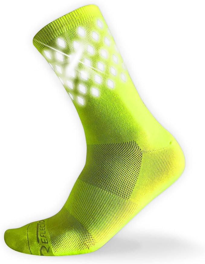 ReflecToes Reflective Socks for cycling and running - 330 Candle Power High Visibility Night Safety Gear - Biomotion Support
