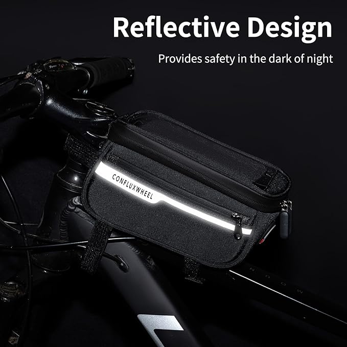 Bike/Bicycle Frame Bag, Waterproof Bike Top Tube Bag, Compatible with Phones Up to 6.8 Inches