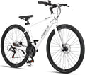 AVASTA Jupiter 700C Road Adult Step-Over Hybrid Cycling Bike Bicycle, Aluminum Frame, 21-Speed, Dual Disc Brakes, Multpile Colors for Men Woman Male Female
