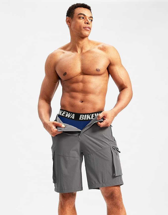 Men's 4D Padded Bike Shorts Cycling Underwear Biking Bicycle Padding Shorts for Men Side Pockets