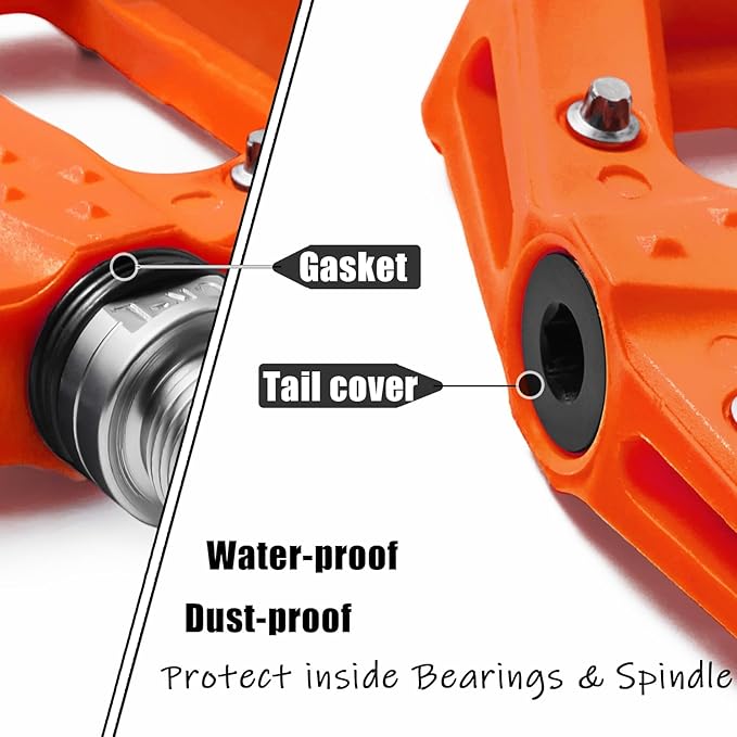 Flat MTB Bicycle Pedals Mountain Bike Colored Pedals, Glass-Fiber Nylon Composite Platform Pedal w 9/16" Sealed Cr-Mo Spindle, BMX Gravel Road Bike Pedals Clipless for Adult Women Youth Bikes