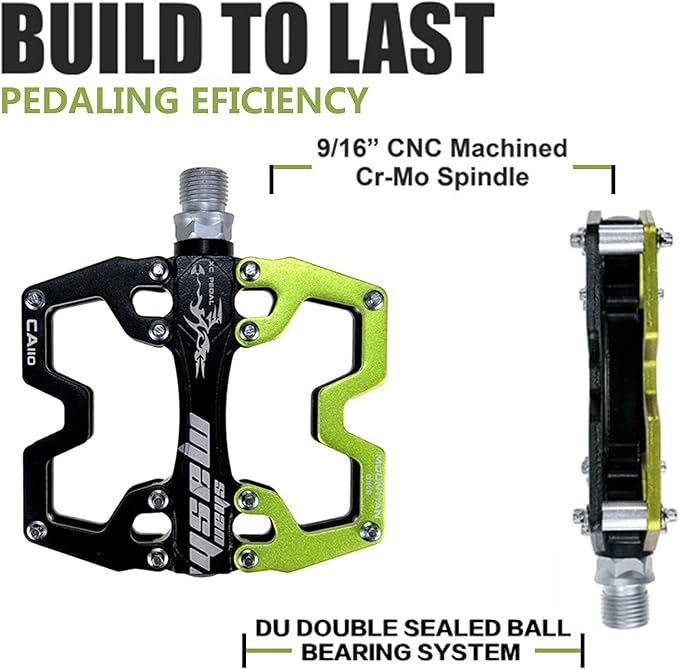 Mountain Bike MTB Pedals Parallel Bicycle Road Pedal 9/16 Inch Ultra-Light Flat Aluminum Alloy Sealed Bearing with Anti-Skid 1 Pair