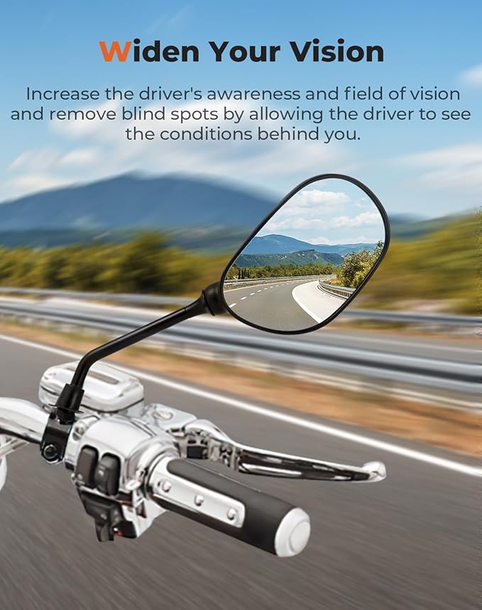 KEMIMOTO ATV Mirrors 360 Degrees Ball Type Adjustable 8MM Rearview Mirror with 7/8" Handlebar Mount Clamp Compatible with ATV Motorcycle Scooter Sportsman Dirt Bike