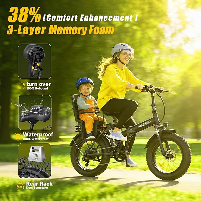 Fat Tire Electric Bike for Adults, UL2849 Certified 90% Pre-Assembled Folding E-Bike with Removable Battery & Cargo Rack