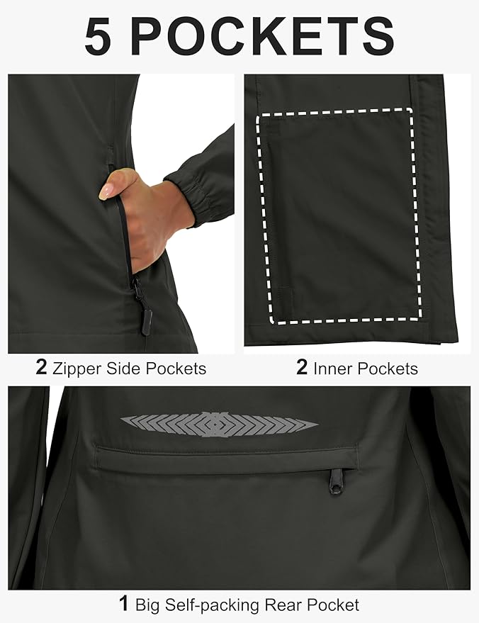 Little Donkey Andy Women's Lightweight Waterproof Cycling Jacket with Removable Sleeves for Biking Running Golf