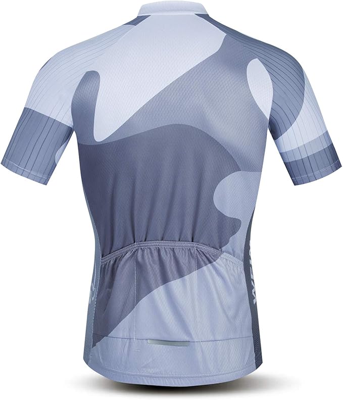 Cycling Jersey Men USA Summer Bike Short Sleeve 3-Pockets Breathable Quick-Dry Shirt S-3XL